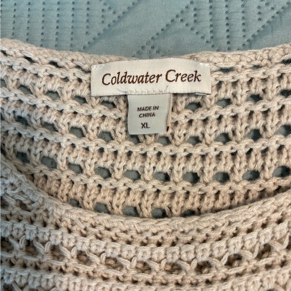 Coldwater Creek Women's Cream Crochet Sweater Size XL 3/4 Sleeves - Picture 4 of 6